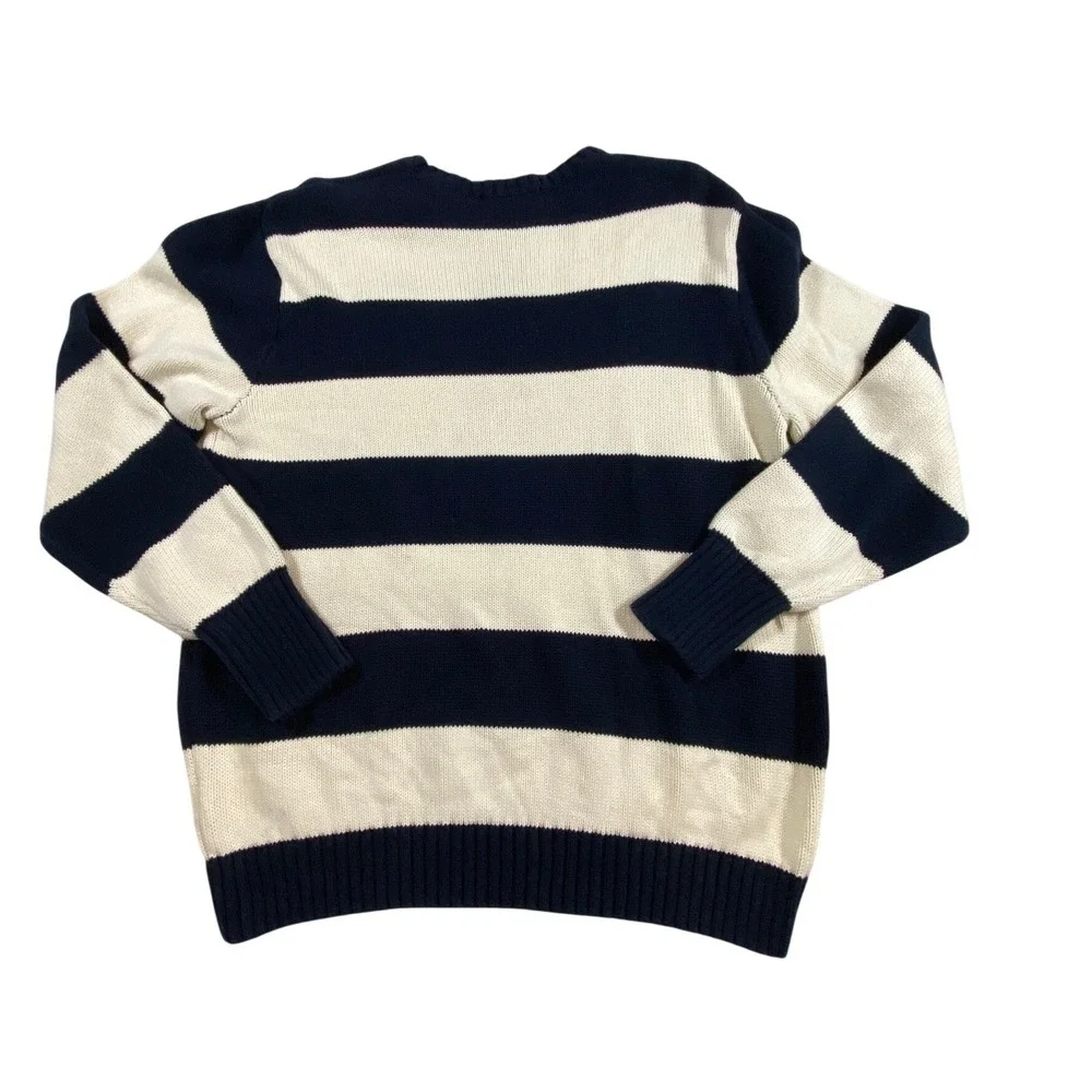 Brandy Melville Navy Cream Striped Crew Neck Long Sleeve‎ Sweater